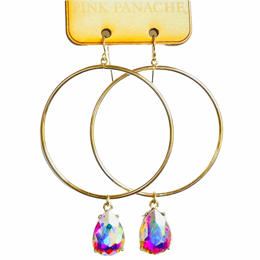 Queen Drop Golden Hoop Earrings