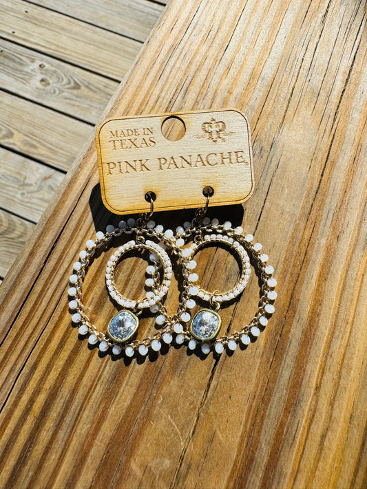 Round and Round White Earrings