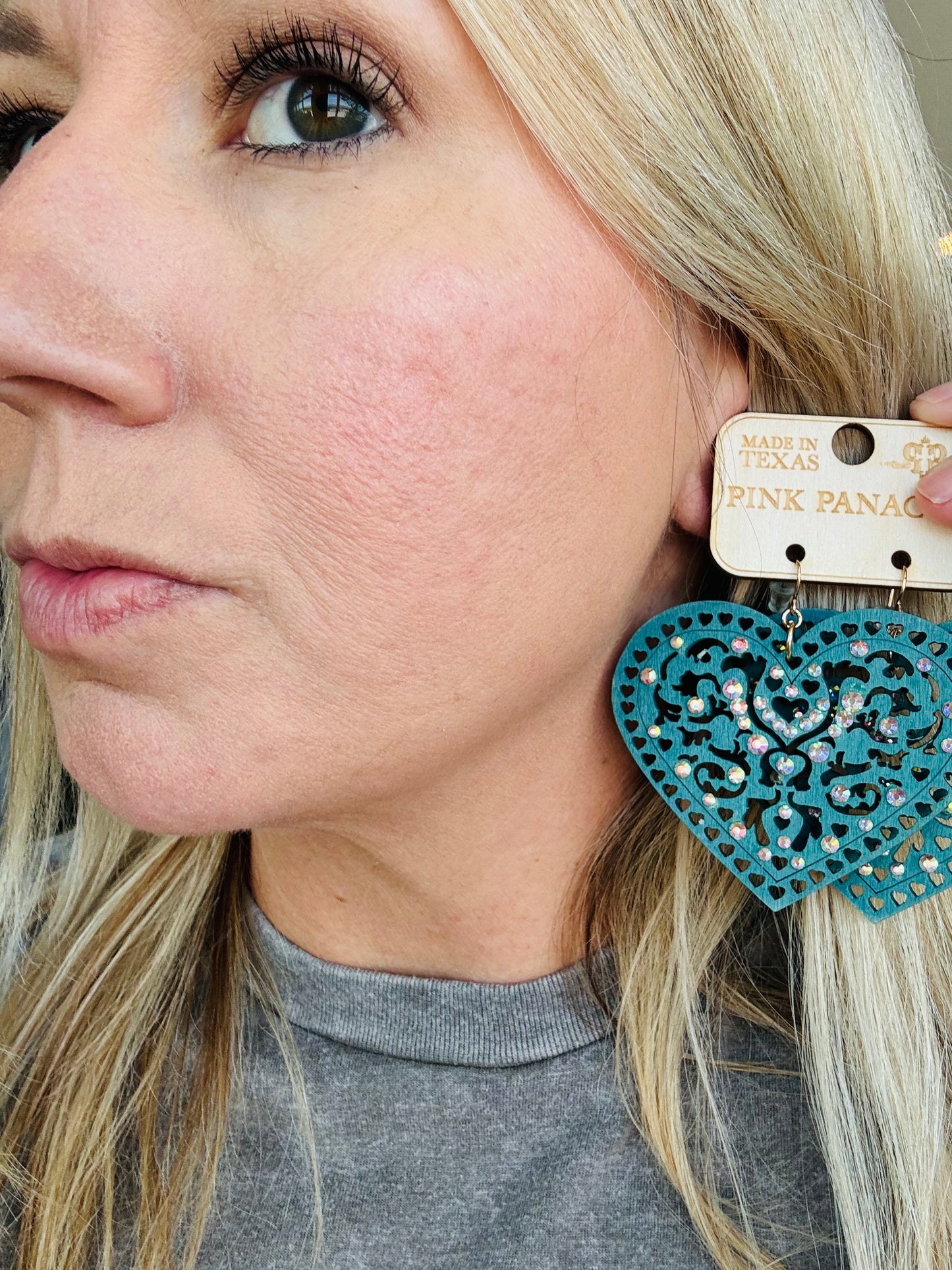 Wooden Heart Earrings