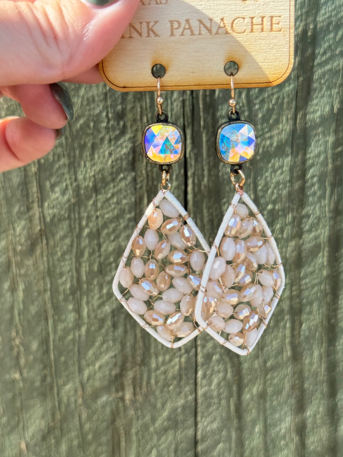 Dream On Cream Crystal Earrings