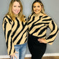 LeeAnn Zebra Cut Shoulder Sweater