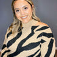 LeeAnn Zebra Cut Shoulder Sweater